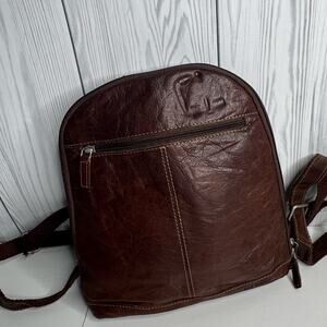 Jack Georges Voyager Leather Small Backpack Convertible Bag Adjustable Read